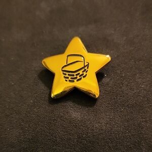 Gold Star Brooch with Basket Design